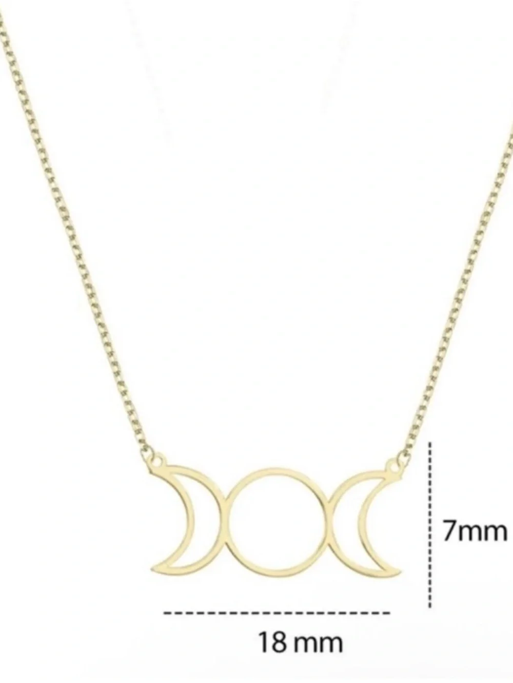 Gold Plated Stainless Steel Moon Crescent Pendant Necklace